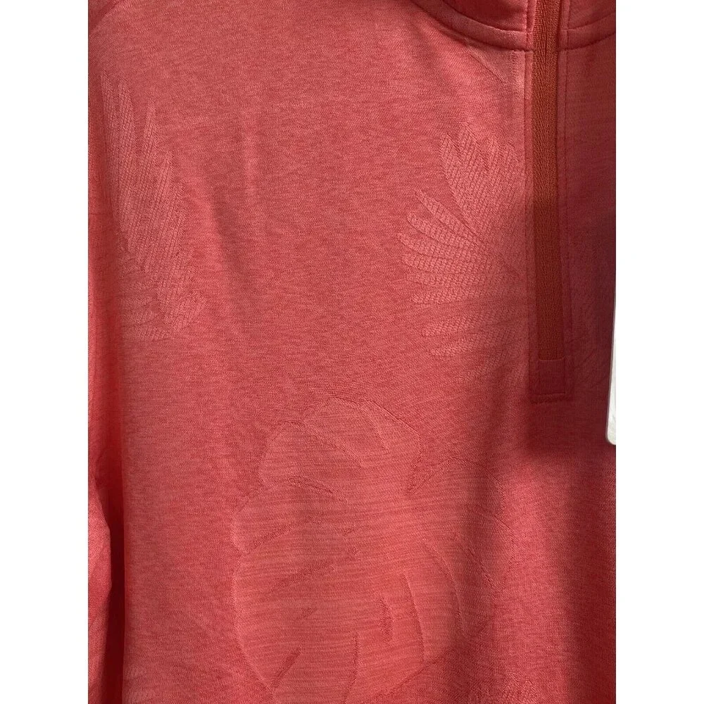 Tommy Bahama Mens Large Delray Frond Lightweight Half Zip Pullover Dubarry Coral - Picture 4 of 9
